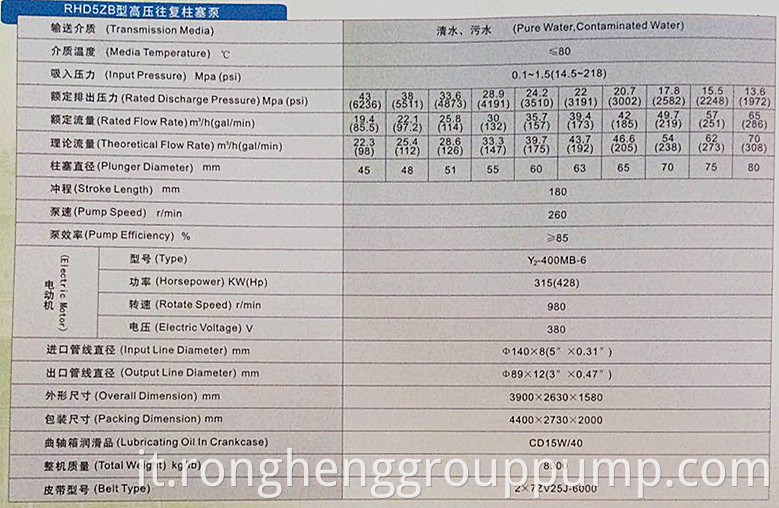 Hydraulic high pressure plunger pumpRHX3ZB